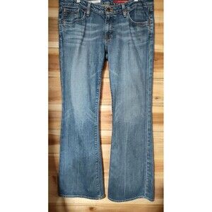Sam And Billy Jeans Women Size 32R Tylor Low Flare Pockets Blue Denim Low Rise